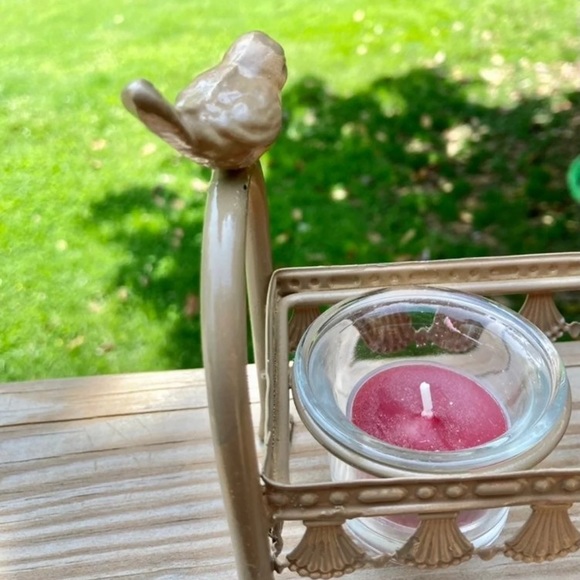 Perched Birds 3 Tea Candle Holder Metal Frame Rack Centerpiece 10 x 5.6 x 6 in - Picture 6 of 8